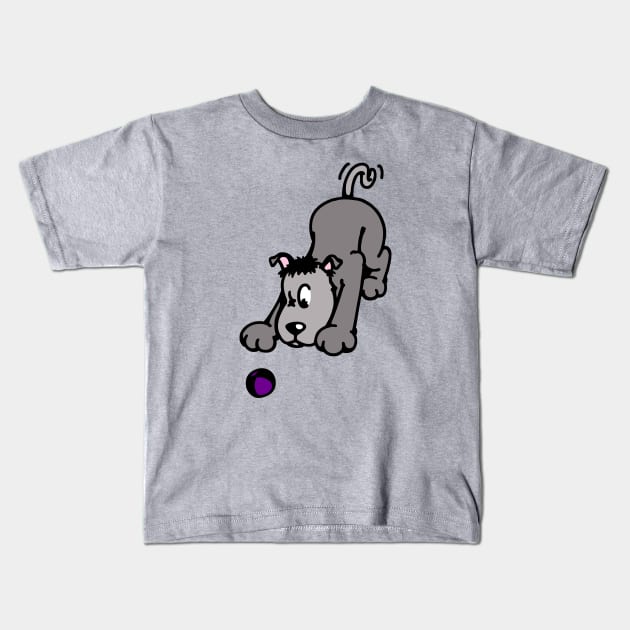 Cute little Dog plays Kids T-Shirt by schlag.art